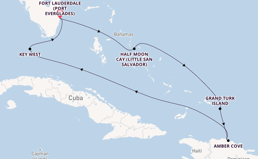 Caribbean from Fort Lauderdale (Port Everglades), Florida, USA with the Nieuw Amsterdam