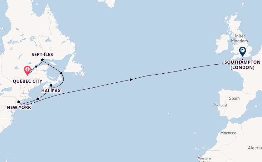 Transatlantic from Québec City, Canada with the Queen Mary 2