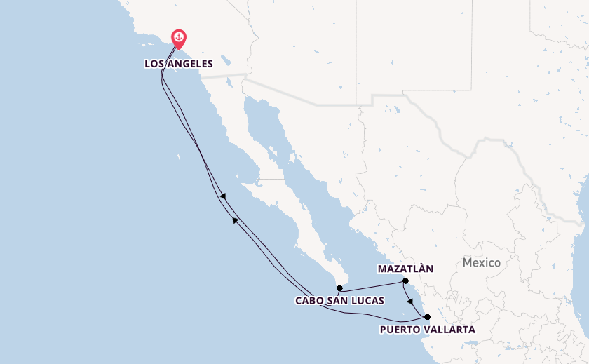 Mexican Riviera from Los Angeles, California, USA with the Discovery Princess