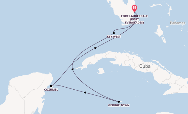 Western Caribbean from Fort Lauderdale (Port Everglades), Florida, USA with the Celebrity Reflection