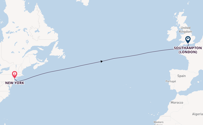 Transatlantic from New York, USA with the Queen Mary 2