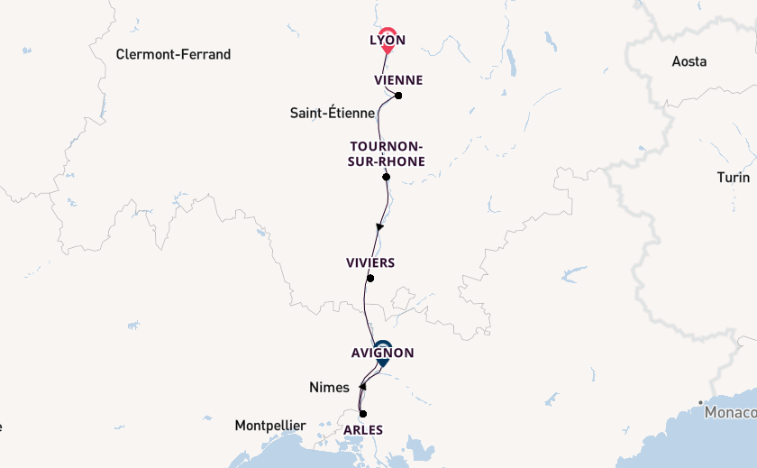 Rhone River, Europe from Lyon, France with the Viking Heimdal