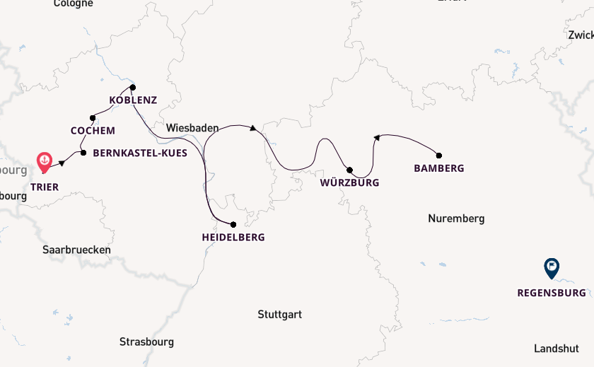 Moselle River, Europe from Trier, Germany with the Viking Alsvin