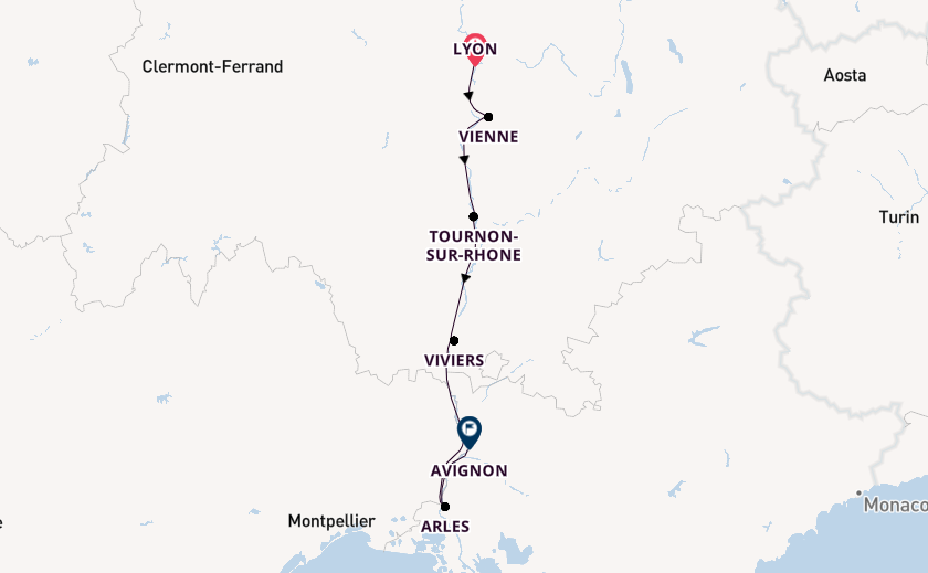 Rhone River, Europe from Lyon, France with the Viking Buri