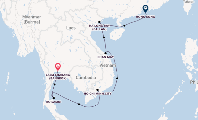 South East Asia from Laem Chabang (Bangkok), Thailand with the Viking Orion