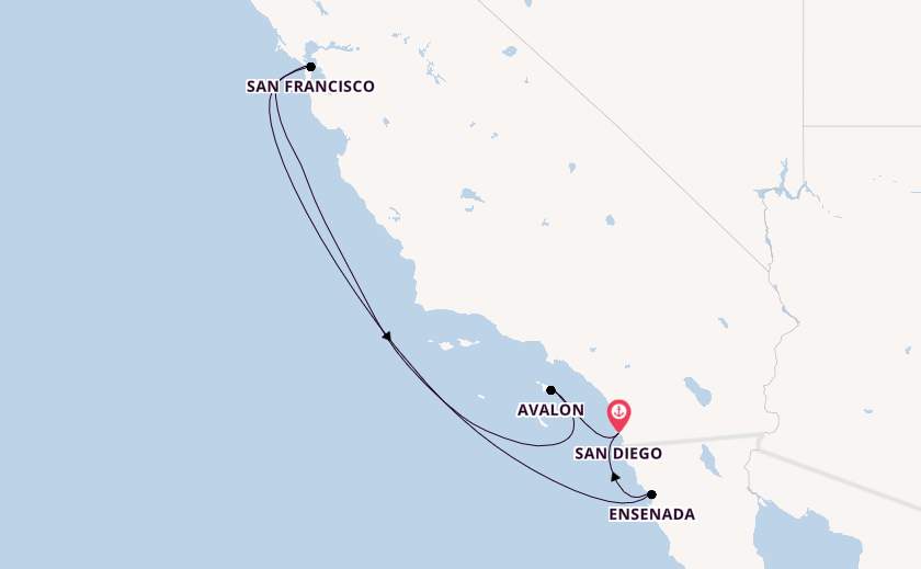 USA West Coast from San Diego, California, USA with the Koningsdam