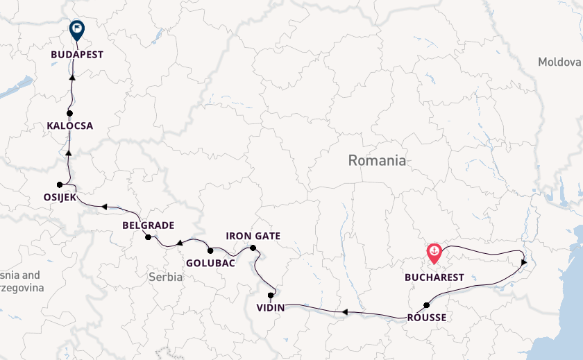 Danube River, Europe from Bucharest, Romania with the Viking Vidar