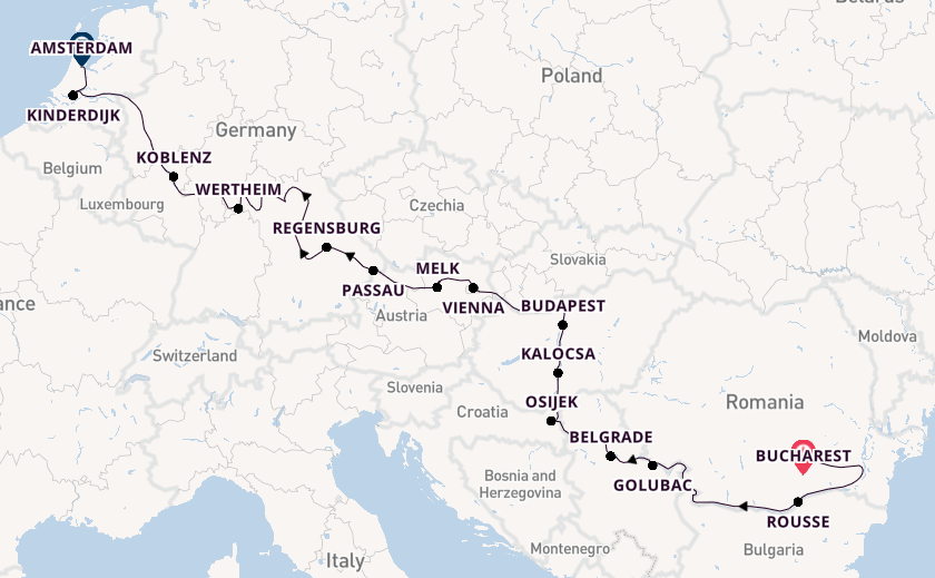 Danube River, Europe from Bucharest, Romania with the Viking Vidar