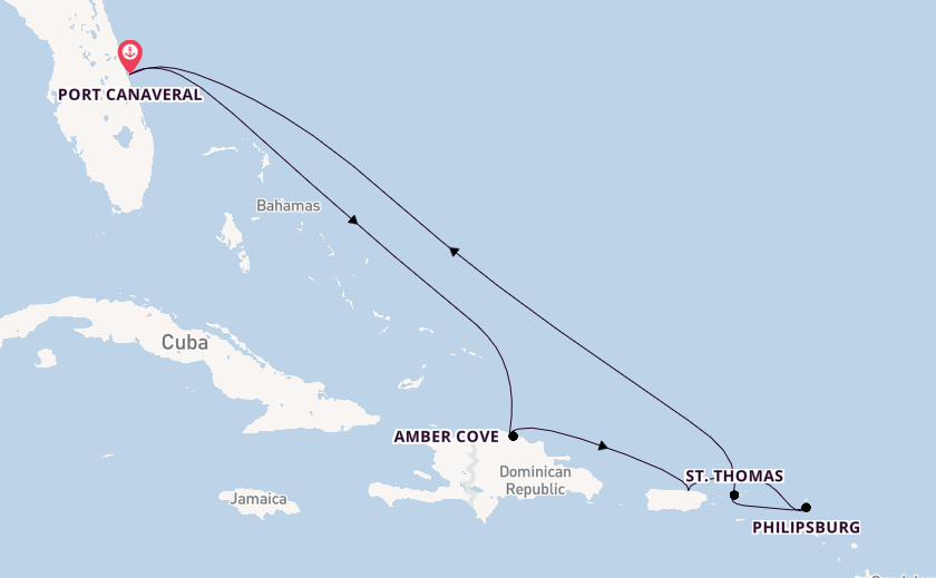 Caribbean from Port Canaveral, Florida, USA with the Carnival Vista