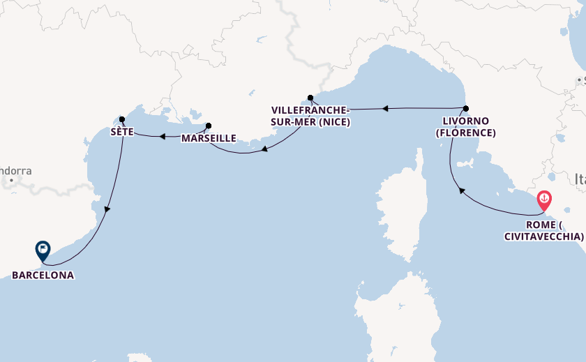 Western Mediterranean from Rome (Civitavecchia), Italy with the Viking Saturn