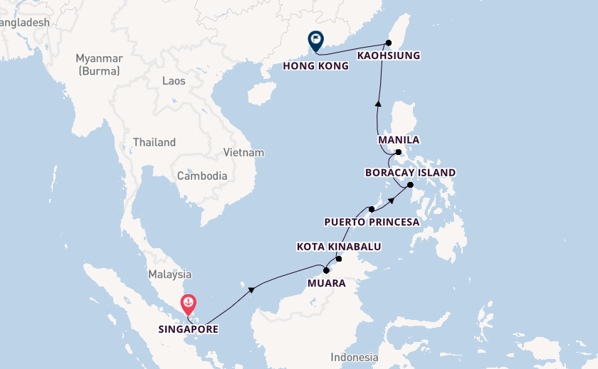 South East Asia from Singapore, Singapore with the Riviera