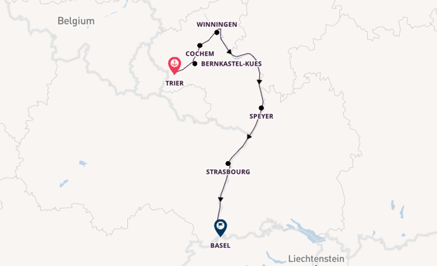 Rhine River, Europe from Trier, Germany with the Viking Freya