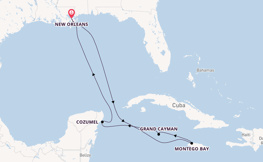 Western Caribbean from New Orleans, Louisiana, USA with the Carnival Liberty