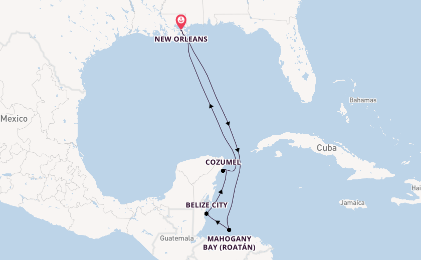 Western Caribbean from New Orleans, Louisiana, USA with the Carnival Liberty