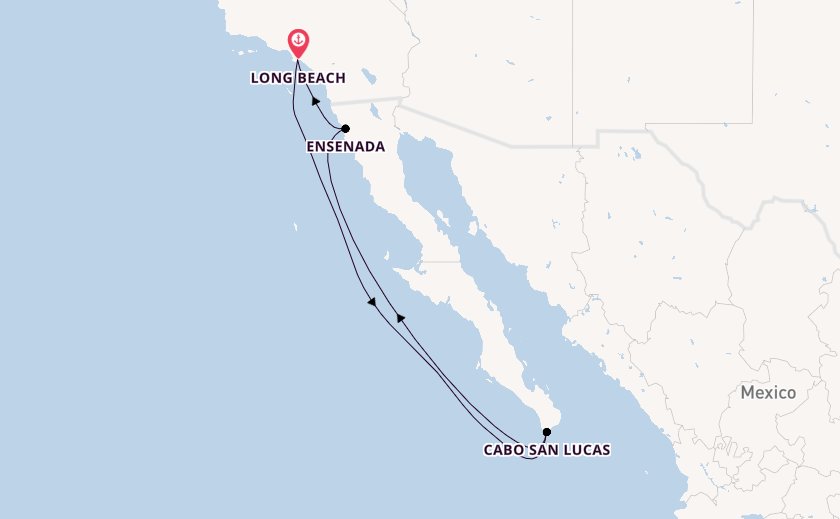 USA West Coast from Long Beach, California, USA with the Carnival Radiance