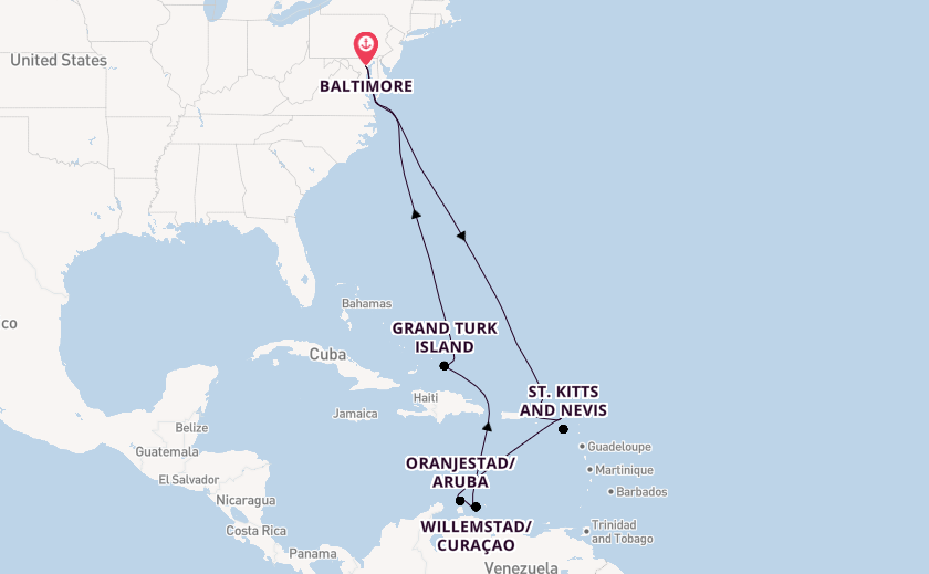 Caribbean from Baltimore, Maryland, USA with the Carnival Pride