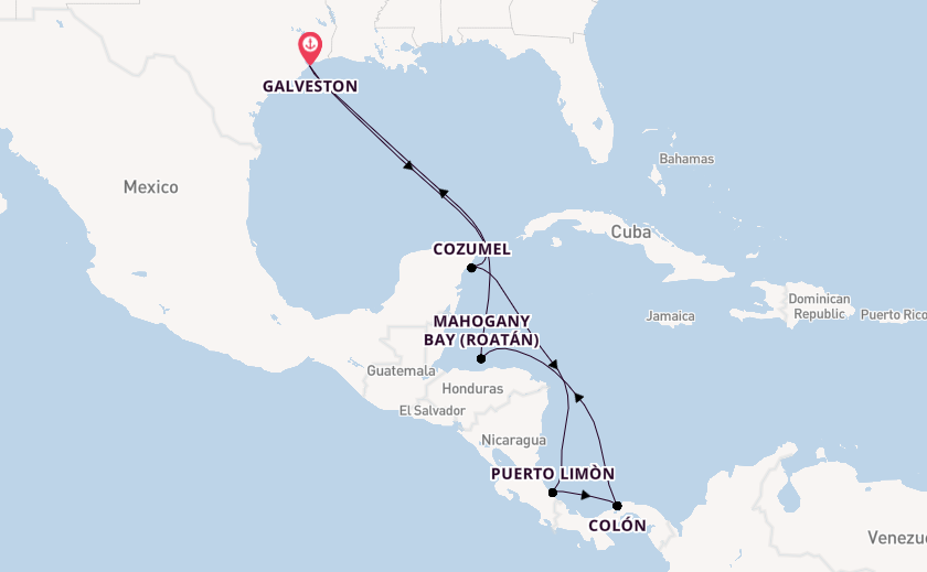 Central America from Galveston, Texas, USA with the Carnival Miracle