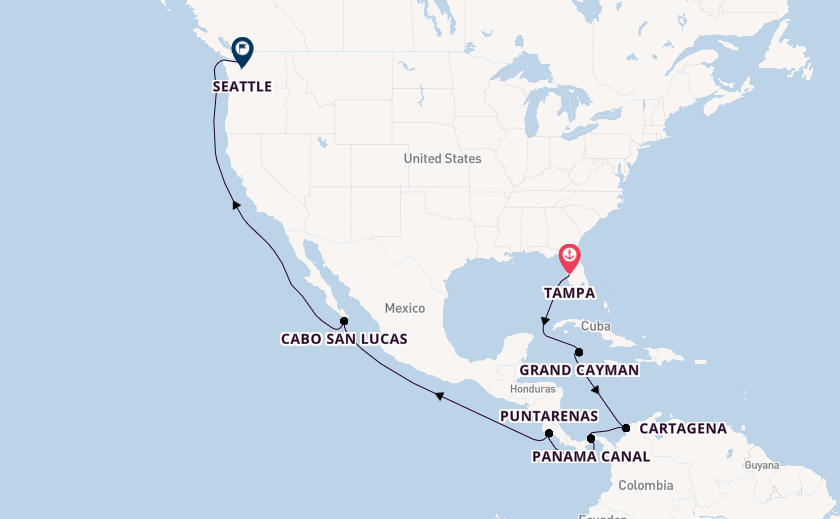 Central America from Tampa, Florida, USA with the Carnival Spirit