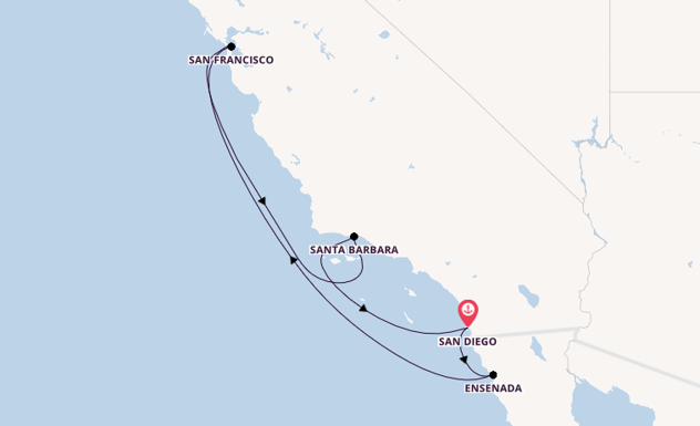 USA West Coast from San Diego, California, USA with the Koningsdam