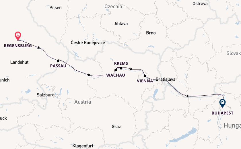 Danube River, Europe from Regensburg, Germany with the Viking Ve 
