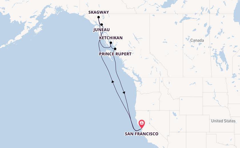 Alaska & West Canada from San Francisco, USA with the Carnival Legend