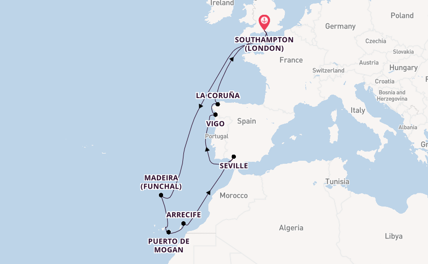 Canary Islands from Southampton, England with the Iona