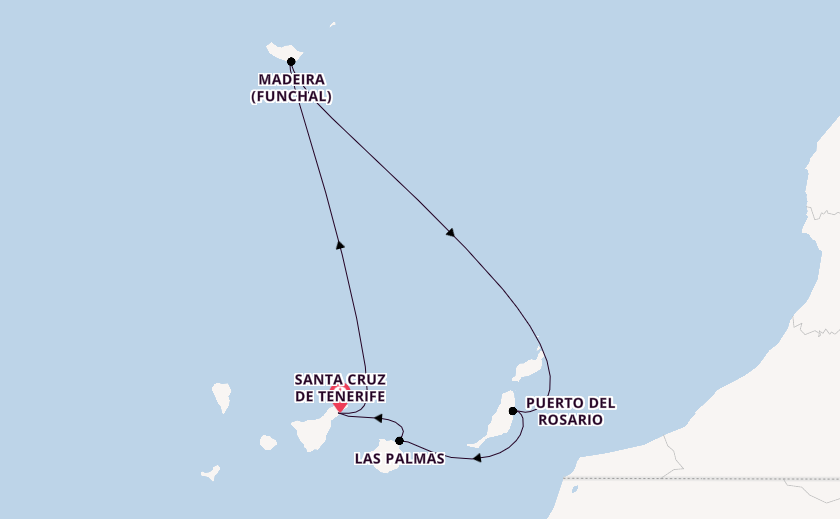 Canary Islands from Santa Cruz de Tenerife, Spain with the Azura