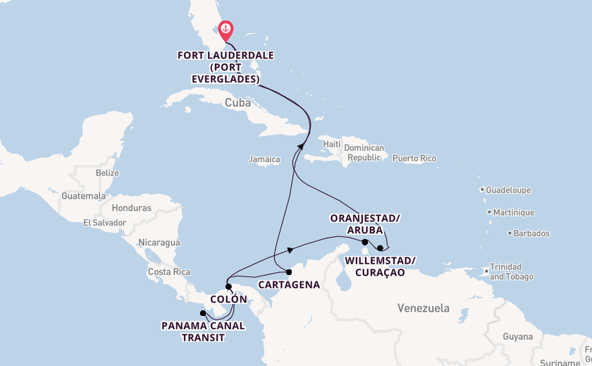 Southern Caribbean from Fort Lauderdale (Port Everglades), Florida, USA with the Celebrity Ascent