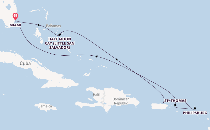 Caribbean from Miami, Florida, USA with the Carnival Magic