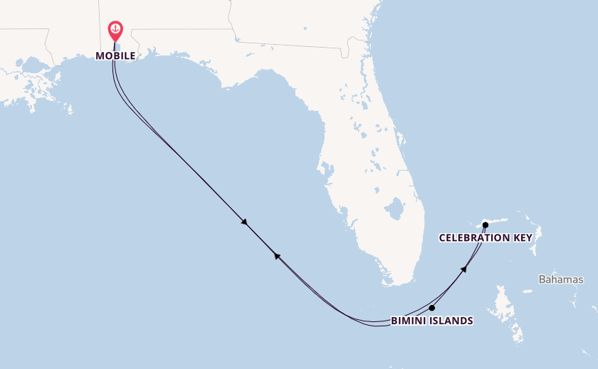 Caribbean from Mobile, Alabama, USA with the Carnival Spirit