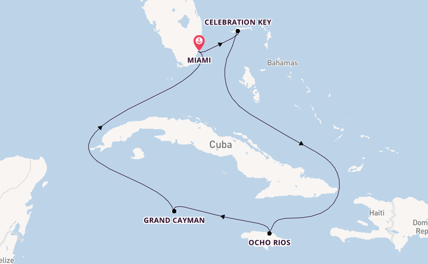 Caribbean from Miami, Florida, USA with the Carnival Horizon