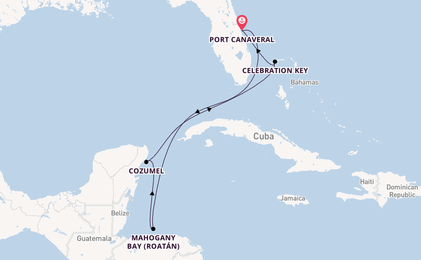 Caribbean from Port Canaveral, Florida, USA with the Carnival Mardi Gras