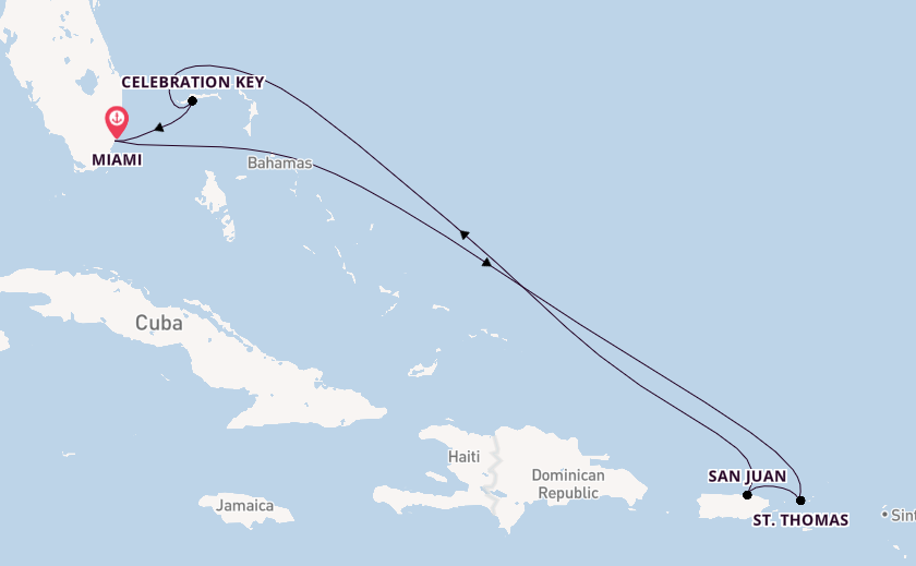 Caribbean from Miami, Florida, USA with the Carnival Celebration