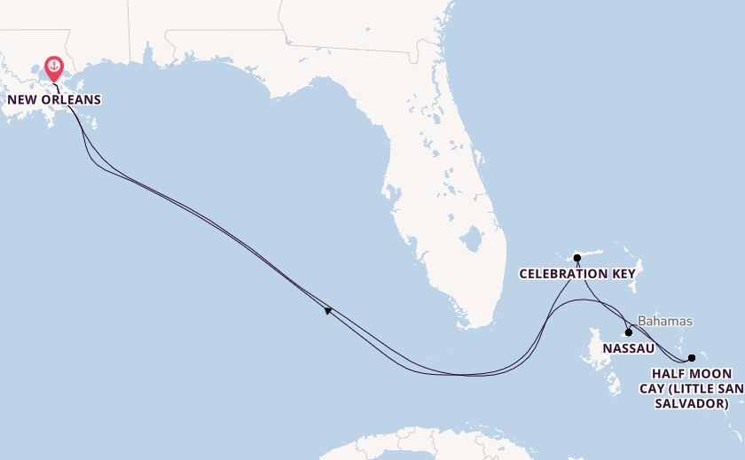 Caribbean from New Orleans, Louisiana, USA with the Carnival Liberty