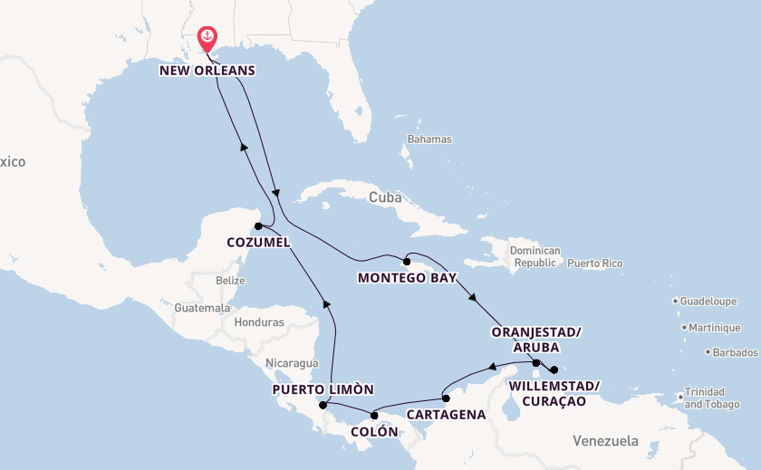 Caribbean from New Orleans, Louisiana, USA with the Carnival Liberty