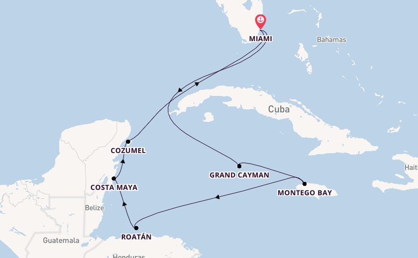 Western Caribbean from Miami, Florida, USA with the Queen Elizabeth