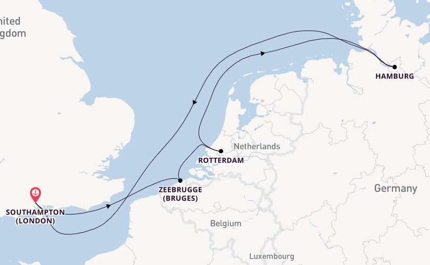 British Isles from Southampton, England with the Queen Anne
