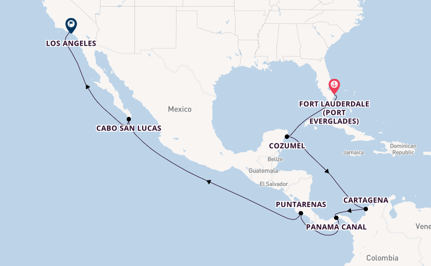 Central America from Fort Lauderdale (Port Everglades), Florida, USA with the Viking Sky
