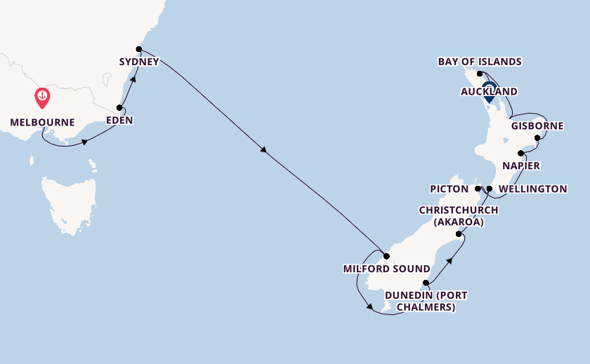 New Zealand from Melbourne, Australia with the Azamara Pursuit