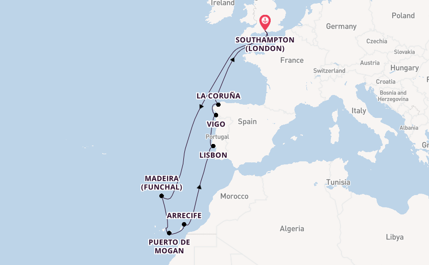 Canary Islands from Southampton, England with the Iona