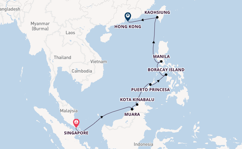 South East Asia from Singapore, Singapore with the Riviera