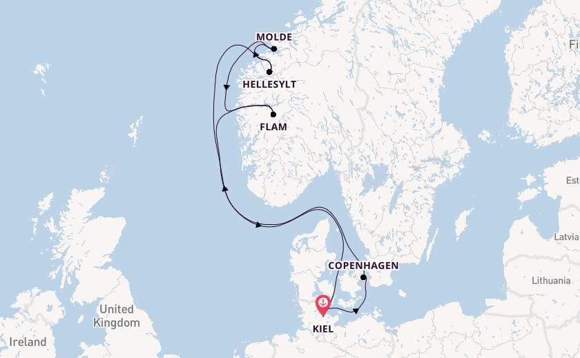 Norway from Kiel, Germany with the MSC Euribia