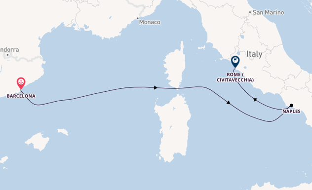 Western Mediterranean from Barcelona, Spain with the MSC Divina