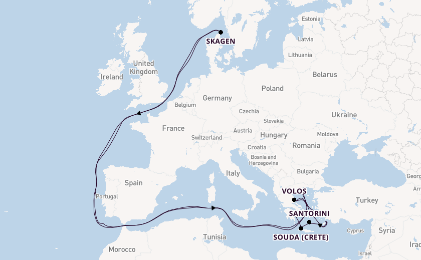 Eastern Mediterranean from Athens (Piraeus), Greece with the Viking Star