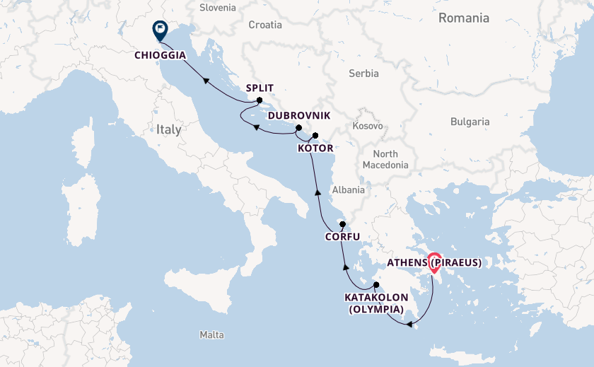 Eastern Mediterranean from Athens (Piraeus), Greece with the Viking Jupiter