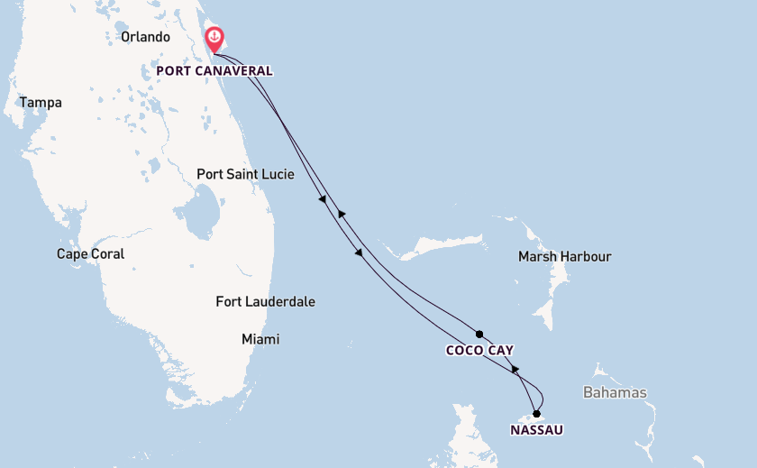 Caribbean from Port Canaveral, Florida, USA with the Utopia of the Seas
