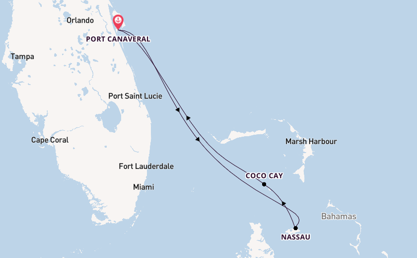 Caribbean from Port Canaveral, Florida, USA with the Utopia of the Seas
