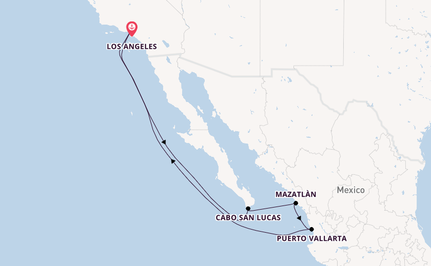 Mexican Riviera from Los Angeles, California, USA with the Discovery Princess