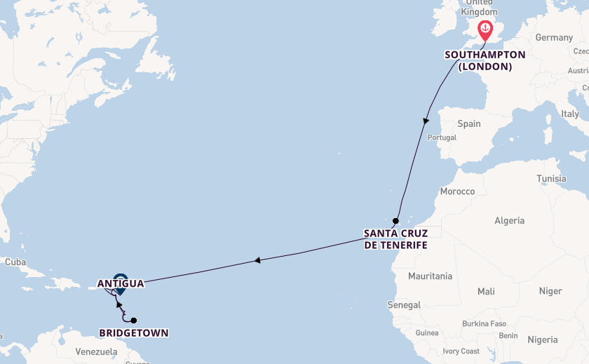Caribbean from Southampton, England with the Arvia