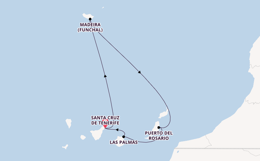 Canary Islands from Santa Cruz de Tenerife, Spain with the Azura